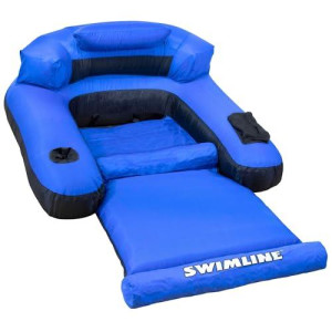 Swimline Original Fabric Covered Pool Float Mattress Ultimate Lounger Raft For Adults & Kids | Back, Leg, & Arm Rests, Cup Holder, & Quick-Dry Cover For Adult Or Kid Floating & Lounging 9047