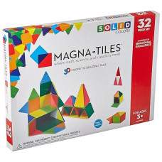 Magna-Tiles 32-Piece Solid Colors Set - The Original, Award-Winning Magnetic Building Tiles - Creativity And Educational - Stem Approved