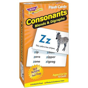 Trend Enterprises: Consonants Blends & Digraphs Skill Drill Flash Cards, Photo Cues, Word & Sentence Examples, Great For Skill Building And Test Prep, 72 Cards Included, Ages 6 And Up