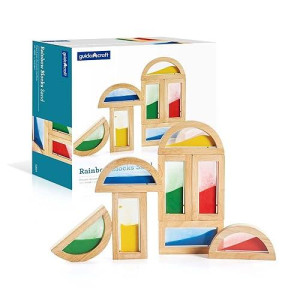 Guidecraft Rainbow Blocks - Sand: Wooden Sensory Building Toy, Skills Building Stacking Blocks For Kids