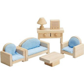 Plantoys Wooden Classic Line Of Dollhouse Furniture- Living Room Set (9015) | Sustainably Made From Rubberwood And Non-Toxic Paints And Dyes | Plannatural Classic Wooden Toy Collection