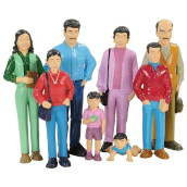Creative Minds Marvel Education Hispanic Family Toy Figure Set For Kids Ages 3+, Set Of 8 Inclusive And Diverse Dollhouse Toy Figurines, Multicolor