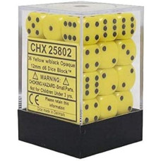 Chessex Chx25802 Dice - Opaque: 36D6 Yellow/Black, Small (10Mm - 14Mm)