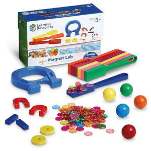 Learning Resources Super Magnet Lab Kit, STEM Toy, Critical Thinking, 119 Pieces, Ages 5+
