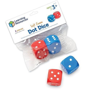 Learning Resources Foam Dice: Dot Dice, Red And Blue 6-Sided Foam Dice, Early Math Skills, Set Of 2, Grades Prek+, Ages 3+