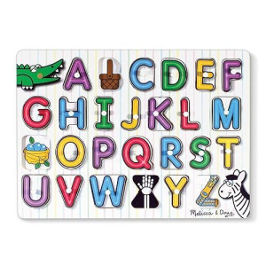 Melissa & Doug Lift & See Alphabet Wooden Peg Puzzle (26 Pcs) - Fsc Certified