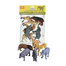 Wild Republic African Animals Polybag, Giraffe, Hippo, Lion, Cheetah, Elephant, Warthog, Toy Figures, 6-Piece