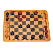 We Games Solid Wood Red And Black Checkers Board Game Set With Inset Grooves For Pieces, 14.5 In.