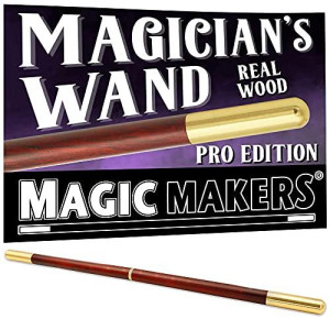 Magic Wand Pro Model Real Wood With Golden Metal Tips - Magicians Choice