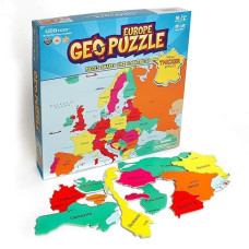 Geotoys - Geopuzzle Europe - Educational Kid Toys For Boys And Girls, 58 Piece Geography Jigsaw Puzzle, Jumbo Size Kids Puzzle - Ages 4 And Up