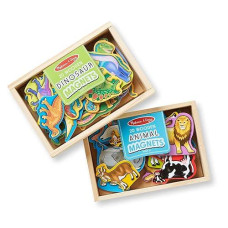 Melissa & Doug Wooden Magnets Set - Animals And Dinosaurs With 40 Wooden Magnets