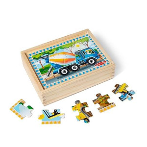 Melissa & Doug Construction Vehicles 4-In-1 Wooden Jigsaw Puzzles In A Box (48 Pcs) - Fsc Certified