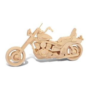 Puzzled 3D Puzzle Motorcycle Wood Craft Construction Model Kit, Fun & Educational Diy Wooden Toy Assemble Model Unfinished Crafting Hobby Puzzle To Build & Paint For Decoration 96 Pieces Pack