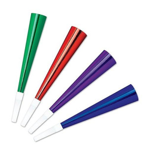Pkgd Foil Party Horns (Asstd Colors) (4/Pkg)
