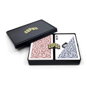 Copag 1546 Design 100% Plastic Playing Cards, Bridge Size (Narrow) Red/Blue (Standard Index, 1 Set)