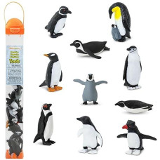 Safari Ltd. Penguins Toob - Figurines Of Gentoo, Humboldt, Chinstrap, Rockhopper, Galapagos, Adelie, Emperor Family, Penguin Chick - Educational Toy Figures For Boys, Girls & Kids Ages 3+