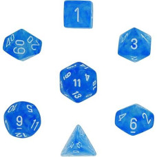 Chessex Dice: Polyhedral 7-Die Borealis Dice Set - Sky Blue W/White