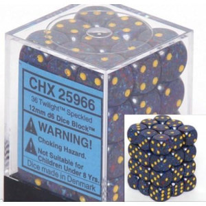 Chessex Dice D6 Sets: Twilight Speckled - 12Mm Six Sided Die (36) Block Of Dice