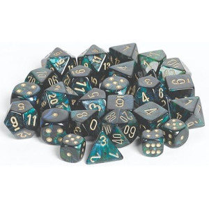 Chessex Dice D6 Sets: Scarab Jade With Gold - 12Mm Six Sided Die (36) Block Of Dice