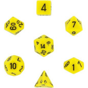 Chessex Dice: Polyhedral 7-Die Opaque Dice Set - Yellow with Black
