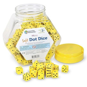 Learning Resources Hands-On Soft Dot Dice Bucket, Set Of 200, Ages 3+, Classroom Or Homeschool Supplies, Back To School Supplies,Teacher Supplies