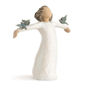 Willow Tree Happiness, Free To Sing, Laugh, Dance, Create, Figure With 3 Bluebirds On Arms, Gift For Graduates Or To Encourage And Support Creative Expression, Sculpted Hand-Painted Figure