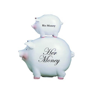 Young'S His Money/Her Money Ceramic Piggy Bank, 8-Inch