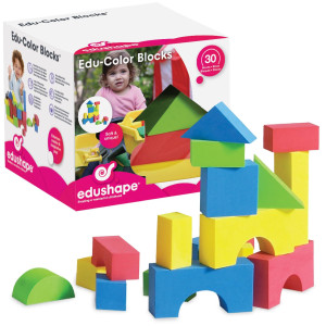 Edushape Color Soft Baby Blocks For Toddlers 1-3, 30 Pieces Regular Size - Edu-Blocks Soft Blocks Foam Blocks - Stacking Blocks Building Blocks For Daycares And Preschools