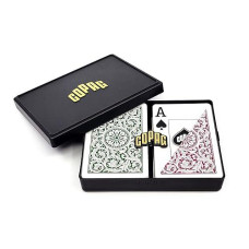 Copag 1546 Design 100% Plastic Playing Cards, Bridge Size (Narrow) Green/Burgundy (Jumbo Index, 1 Set)