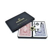Copag Magnum Design 100% Plastic Playing Cards, Poker Size Magnum Index Red/Blue Double Deck Set