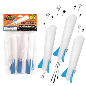 Stomp Rocket Jr Glow Rocket Refills - 3 Glow-In-The-Dark Rockets - Replacement Set For Soft Foam Rocket Launcher - Fun Outdoor Kids Toys Gift For Boys & Girls - Ages 3 & Up