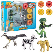 Wild Kratts Runners Action Figure Toys Collectible Figures & Discs (8Pc), Includes 4 Creature Power Discs + 4 Animals (Zebra, Cheetah, Lion, Roadrunner) -Officially Licensed- Gift For Kids Boys Girls