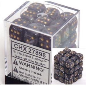 Chessex Dice Black-Gold Lustrous D6