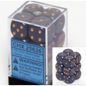 Chessex Dice D6 Sets: Opaque Dusty Blue With Copper - 16Mm Six Sided Die (12) Block Of Dice