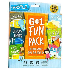 Hoyle 6 In 1 Kids Playing Cards Multi Game Pack, 6 Fun Games In 1 (Ages 3+)