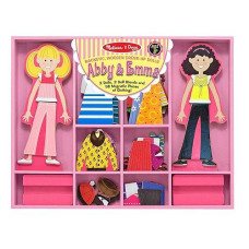 Melissa & Doug Abby And Emma Deluxe Magnetic Wooden Dress-Up Dolls Play Set (55+ Pcs)