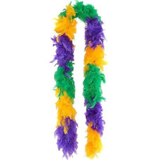 Amscan 255432 Mardi Gras Feather Boa, 1Ct, Multicolor, 72"