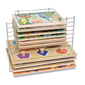 Melissa & Doug Deluxe Metal Wire Puzzle Storage Rack For 12 Small And Large Puzzles - Puzzle Rack Organizer, Puzzle Holder Rack For Kids, Puzzle Organizers And Storage
