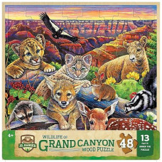 Masterpieces 48 Piece Fun Facts Jigsaw Puzzle For Kids - Jr Ranger Grand Canyon Wildlife Wood Puzzle - 12"X12"