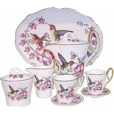 Miniature Porcelain Tea Set With Hummingbirds