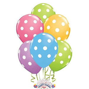 12 Polka Dot Balloons Bright Festive Colors (Assorted Colors)