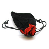5"X8" Black Velvet Dice Bag With Red Satin Lining