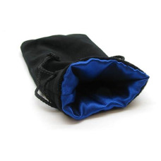 5"X8" Black Velvet Dice Bag With Blue Satin Lining