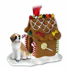 Saint Bernard Gingerbread House Christmas Ornament Rough Coat - Delightful!