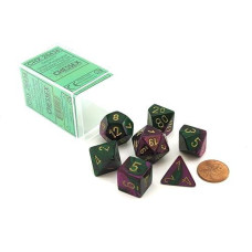 Chessex Polyhedral 7-Die Gemini Dice Set - Green & Purple With Gold Chx-26434