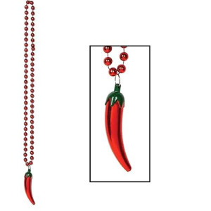 Beads W/Chili Pepper Medallion Party Accessory (1 Count) (1/Card)