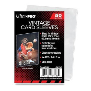 Ultra Pro - Vintage Card Sleeve - 50Pk, Transparent Premium Collectible Sports Trading Card Storage Protectors Sleeves Covers
