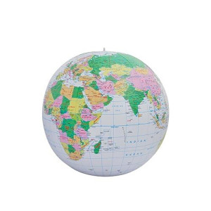 Jet Creations Inflatable Globe, Political Globe, Light Blue, 24"