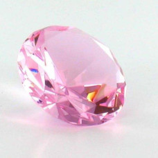 1 X Pink Ice Glass Diamond Shaped Paper Weight Home Office