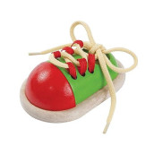 Plantoys Wooden Tie-Up Shoe Educational Toy (5319) | Sustainably Made From Rubberwood And Non-Toxic Paints And Dyes